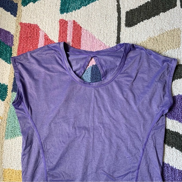 LULULEMON Purple Iridescent Cropped Muscle Tee Sleeveless Top - Picture 2 of 10